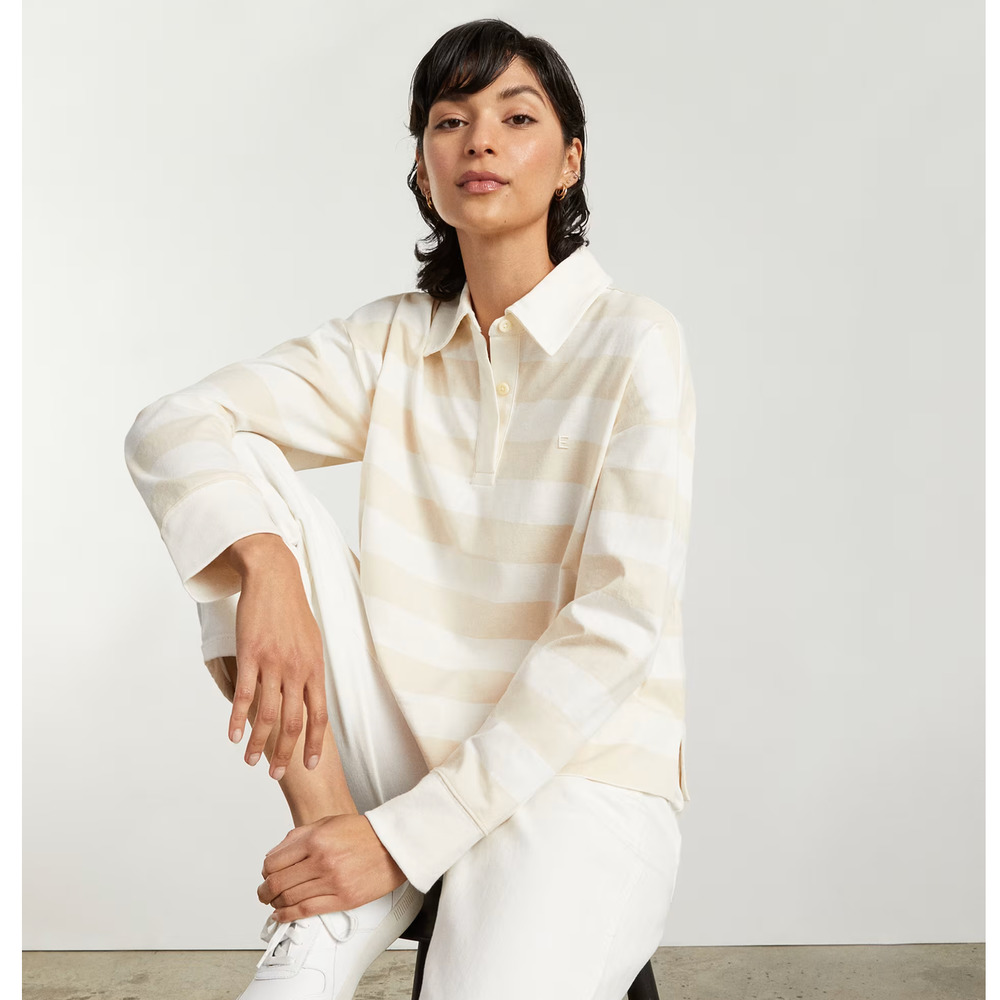 EVERLANE The Premium-Weight Rugby Shirt Natural Bone White {D18}